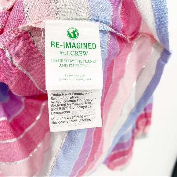 NWT J.Crew Peasant Top In Metallic Pastel Stripe Large - Picture 5 of 7